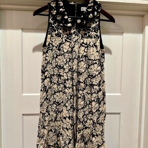 Tibi Black Ivory 100% Silk Vintage Floral Dress Size 8